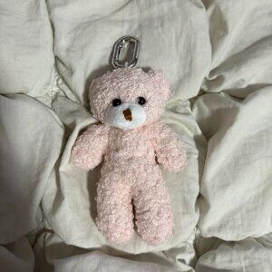 Free People Pink Sherpa Teddy Bear Bag Charm Keychain
